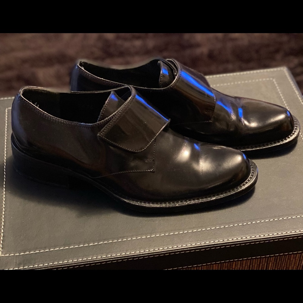 Prada Black Leather Slip-On Loafers